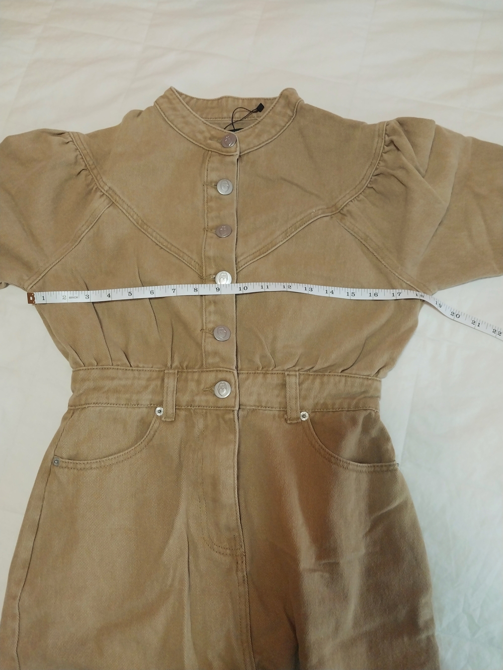Nasty Gal Olive Green Button-Front Utility Jumpsuit Dress - Picture 3 of 7